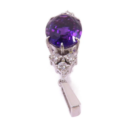 MIKIMOTO 2.78ct Amethyst 0.23ct Diamond Top Pendant 18K White Gold