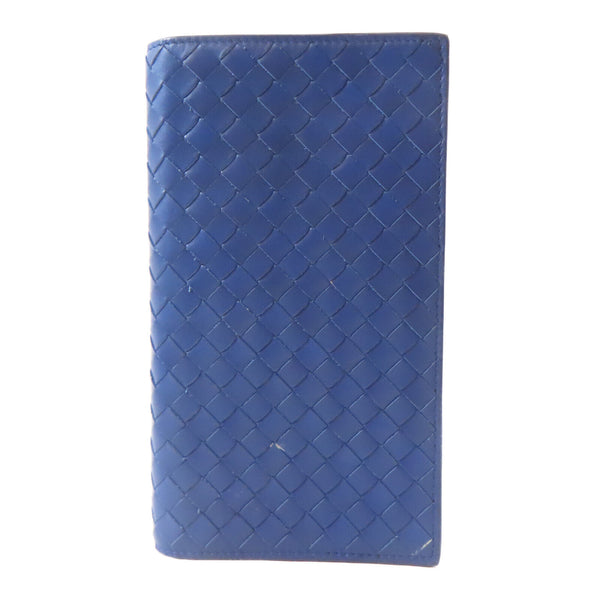 BOTTEGA VENETA BV Long Bifold Wallet Intrecciato Leather Blue