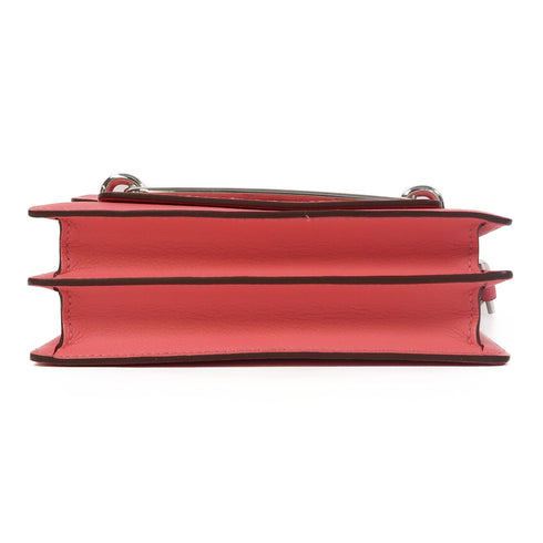 HERMES PHW Roulis Mini Shoulder Bag Evercolor Leather Rose Azalee/Rouge H