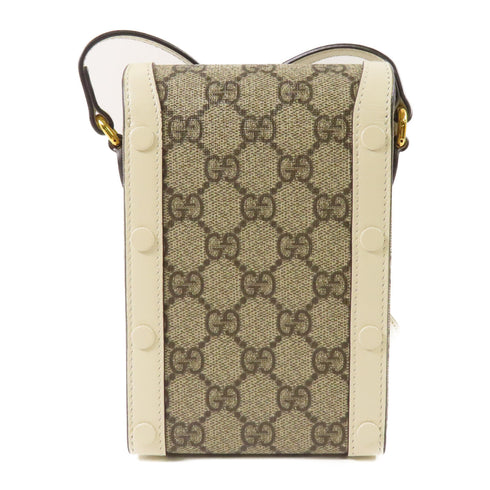 GUCCI GG GHW Horsebit 1955 Mini Shoulder Bag 625615 Coated Canvas Brown