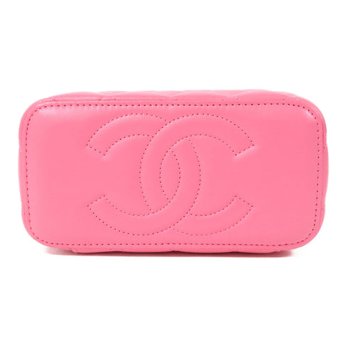 CHANEL Quilted CC GHW Box Chain Shoulder Bag Lambskin Leather Pink