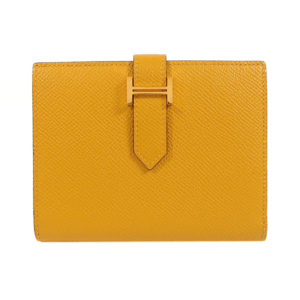HERMES GHW Wallet Epsom Leather Yellow