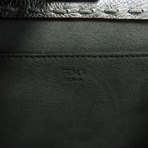 FENDI SHW 2 Way Shoulder Bag 8BH394 Calfskin Leather Silver