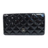 CHANEL Quilted CC SHW Long Wallet Patent Leather Black