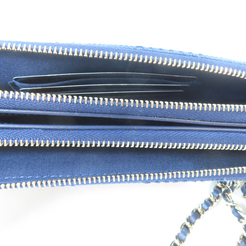 CHANEL CC GHW Chain Shoulder Crossbody Bag Canvas Blue