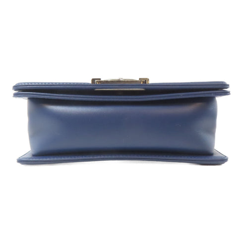 CHANEL Herringbone CC SHW Le Boy Chain Shoulder Calfskin Leather Neon Blue Green