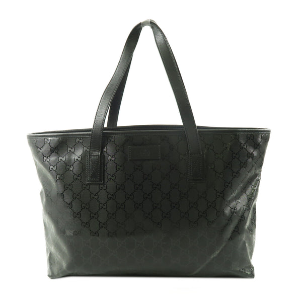 GUCCI GG Tote Bag Shoulder Handbag 211137 PVC Coated Canvas Black