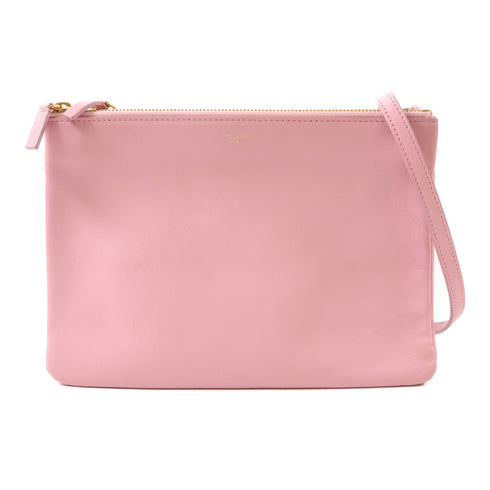 CELINE GHW Trio Shoulder Bag Lambskin Leather Pink 171453ETA
