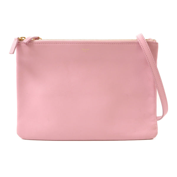 CELINE GHW Trio Shoulder Bag Lambskin Leather Pink 171453ETA