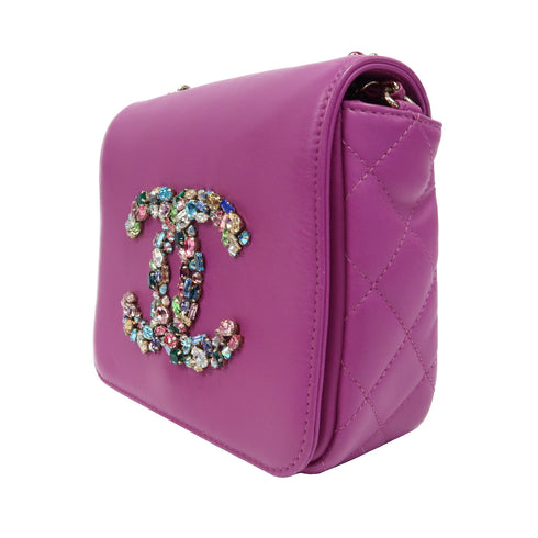 CHANEL Quilted CC GHW Chain Shoulder Bag AS2321 Lambskin Leather Purple