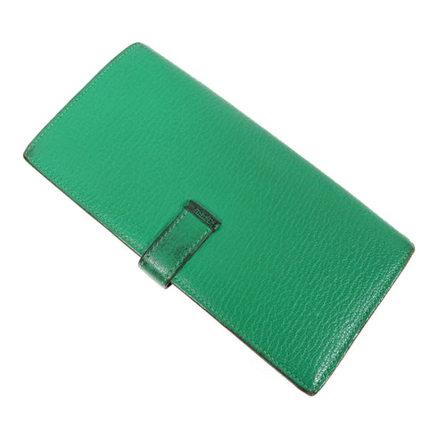 HERMES PHW Bearn Soufflet Wallet 039078CC Chevre Leather Green