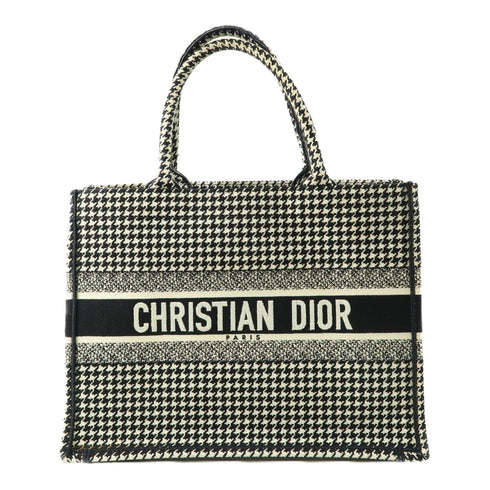 CHRISTIAN DIOR CD Book Tote Shoulder Handbag Canvas Black White