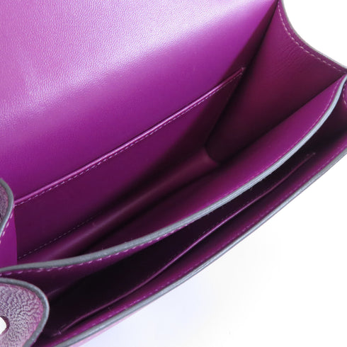 HERMES PHW Constance Mini Shoulder Bag Evercolor Leather Anemone Purple