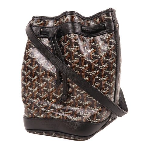 GOYARD SHW Petit Flot Bucket Shoulder Bag Coated Canvas Black Brown