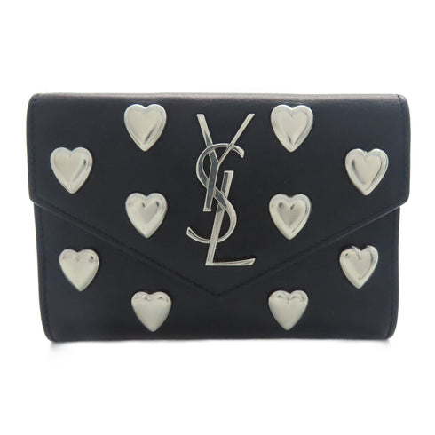 SAINT LAURENT YSL SHW Card Case Calfskin Leather Black v1