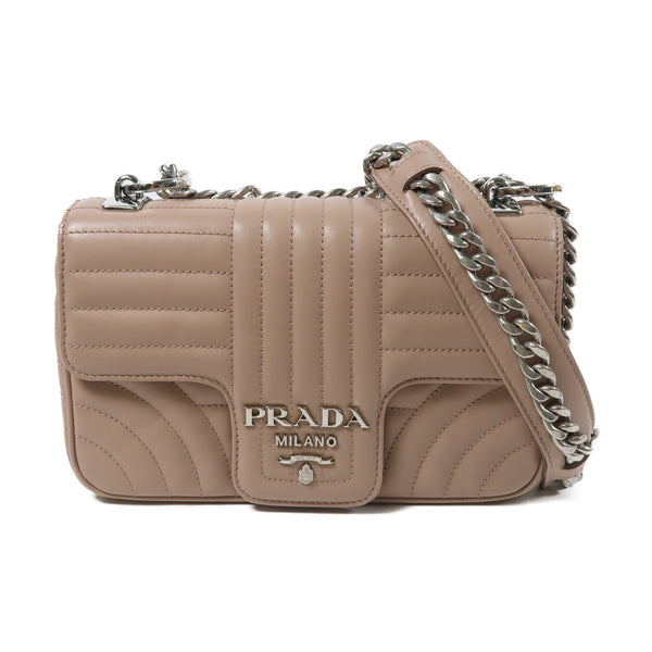PRADA SHW Chain Shoulder Bag Lambskin Leather 1BD107
