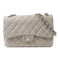 CHANEL Quilted CC SHW Classic Jumbo Chain Shoulder Bag Calfskin Leather Grey
