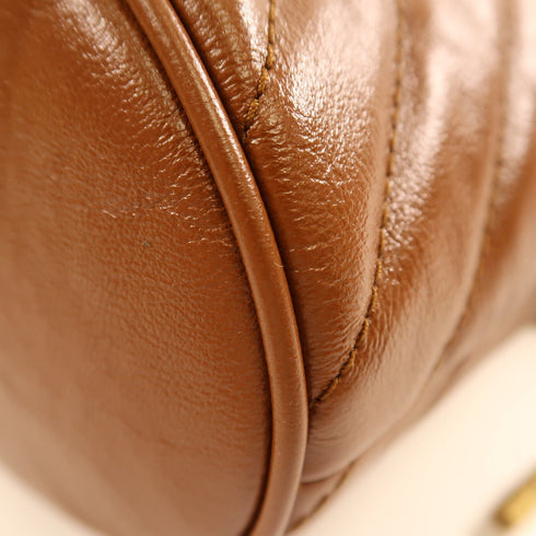 GUCCI GHW GG Marmont Chain Shoulder Bag 575163 Calfskin Leather Brown