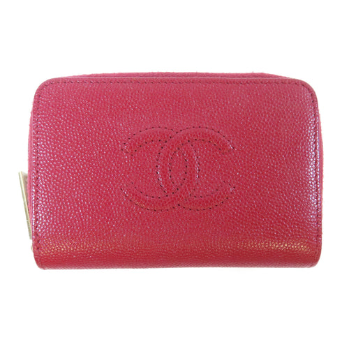 CHANEL CC GHW Coin Case A68890 Cavier Leather Red
