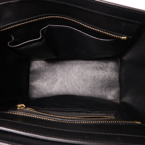 CELINE Micro Luggage Hand Bag Calfskin Leather/Suede Leather Black/Blue/Khaki