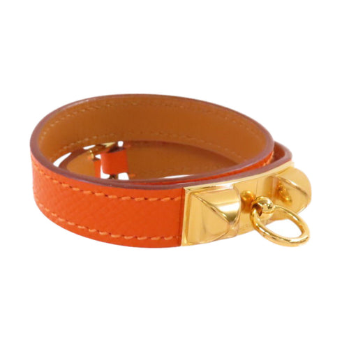 HERMES GHW Rivale Double Tour Bracelet Bangle Epsom Leather