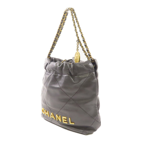 CHANEL CC GHW Mini Chanel 22 2 Way Chain Shoulder Bag Crossbody Leather