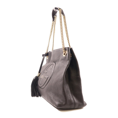 GUCCI GG GHW Soho Chain Shoulder Bag 308982 Calfskin Leather Black