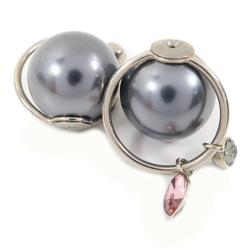 Christian Dior CD Earrings Metal/PVC Black/Silver/Pink
