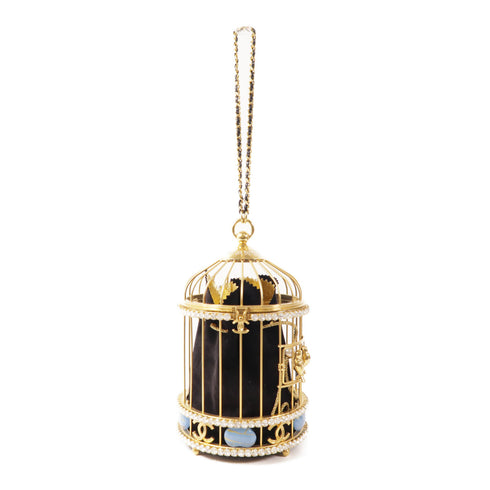 CHANEL CC Bird Cage Chain Hand Bag Gold Plated AS1941