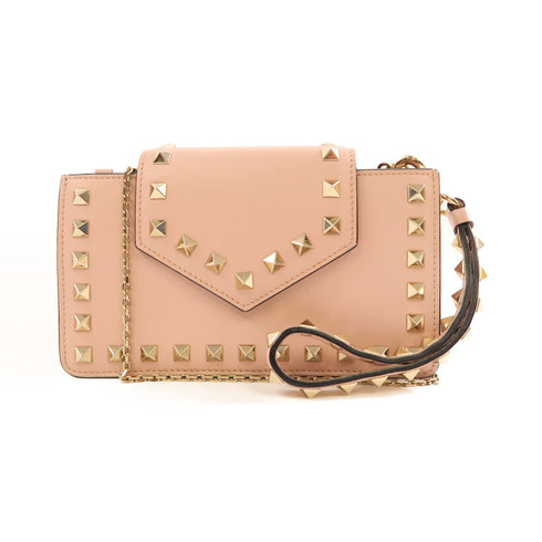Valentino GHW Chain Shoulder Clutch Bag Calfskin Leather