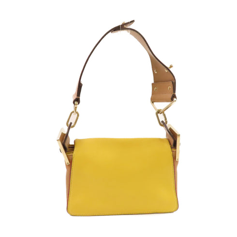 Chloe GHW Shoulder Bag Handbag Calfskin Leather Yellow Brown