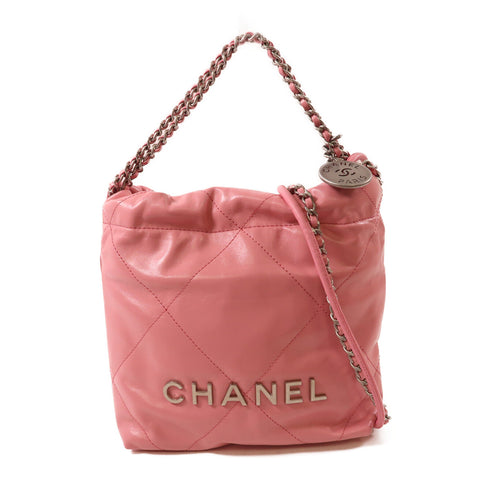 CHANEL CC SHW Chanel 22 Mini Chain 2 Way Bag AS3980 Calfskin Leather Pink