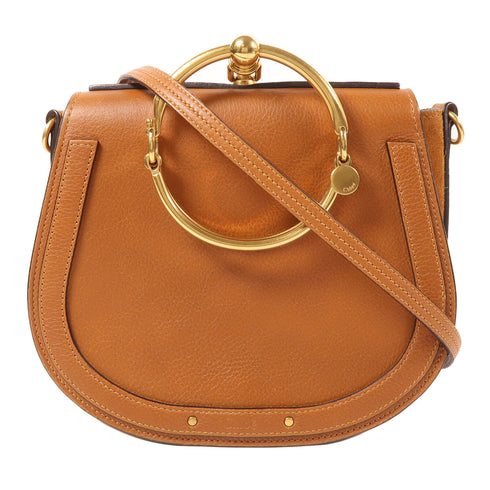 Chloe GHW Nile Shoulder Bag Calfskin Leather Brown