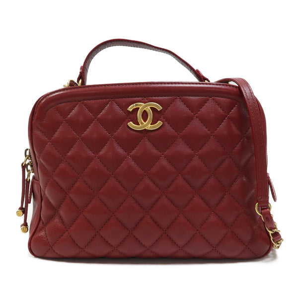 CHANEL Quilted CC GHW 2 Way Shoulder Bag Handbag AS7960 Calfskin Leather Red