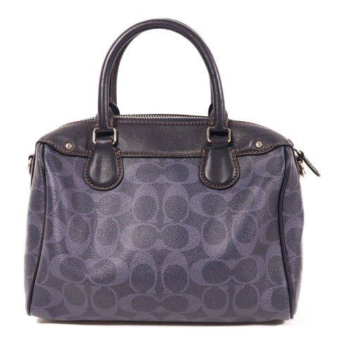 COACH SHW 2 Way Shoulder Bag Coated Canvas Navy