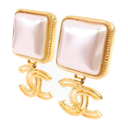 CHANEL CC GHW CC Earrings B20K Metal PVC White Gold Tone Color