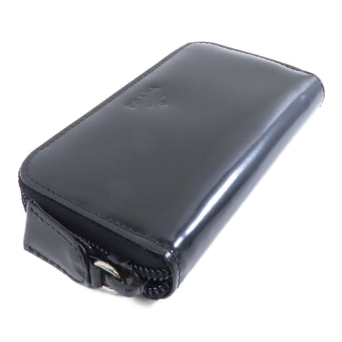 PRADA Key Case Ring Holder M604 Patent Leather Black