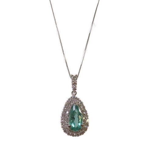 Fine Jewelry 1.84ct Tourmaline 0.78ct Diamond Necklace PT900/PT850 Platinum