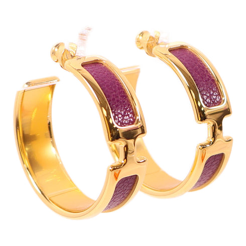 HERMES Olympe Earrings Metal Gold/Purple