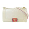 CHANEL CC GHW Chanel Boy Chain Shoulder Calfskin Leather Beige