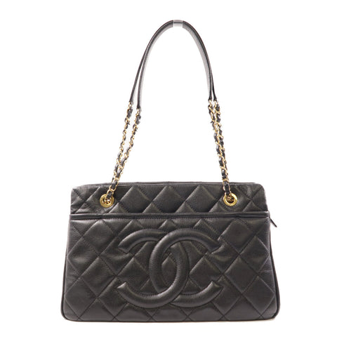 CHANEL CC GHW Hand Bag Shoulder Bag Calfskin Leather Black