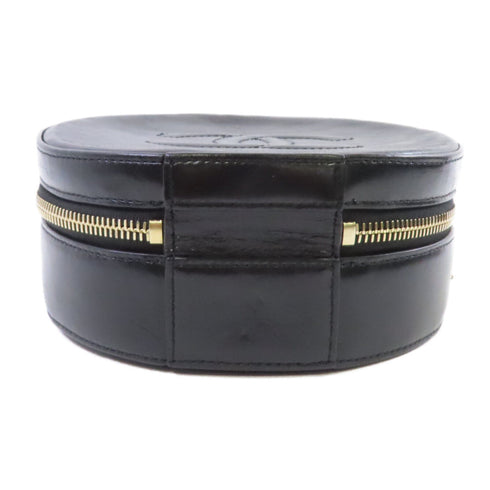 CHANEL CC GHW Round As Earth Chain Shoulder Bag Calfskin Leather Black