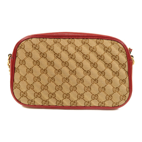 GUCCI GG GHW GG Marmant Shoulder Bag 447632 Canvas Red