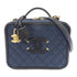 CHANEL Quilted CC GHW Vanity Case 2 Way Chain Shoulder Bag Leather Navy Black