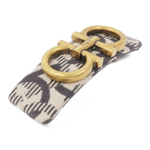 SALVATORE FERRAGAMO Hairpin Metal/Canvas Brown