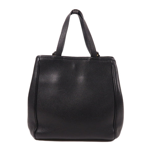 CELINE GHW Folded Cabas 2 Way Shoulder Bag Calfskin Leather Black