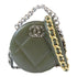 CHANEL Quilted CC Round Clutch 19 2way Chain Shoulder Bag AP0945 Lambskin Green