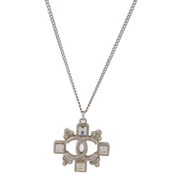 CHANEL CC Necklace Metal Silver