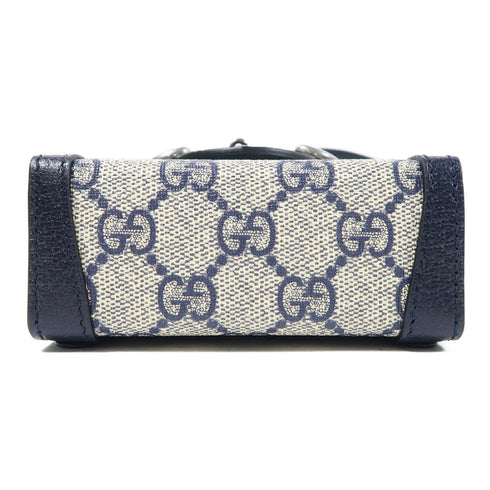 GUCCI GG SHW Horsebit 1955 Shoulder Bag 625615 Coated Canvas Navy/Beige
