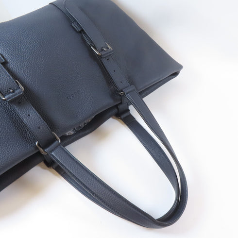 GUCCI GG SHW Tote Bag Calfskin Leather Navy